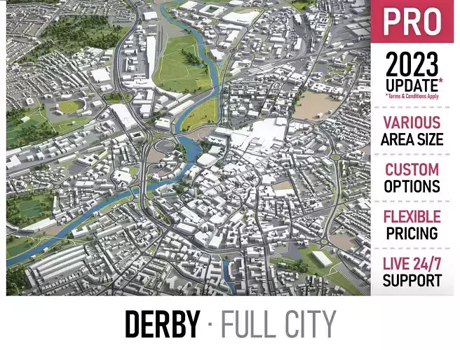 Derby - 3D City Model Low-poly 3D model