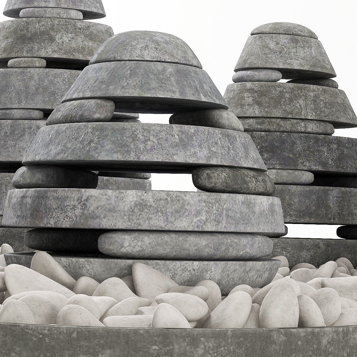 Lawn street stone decor  3D model_4