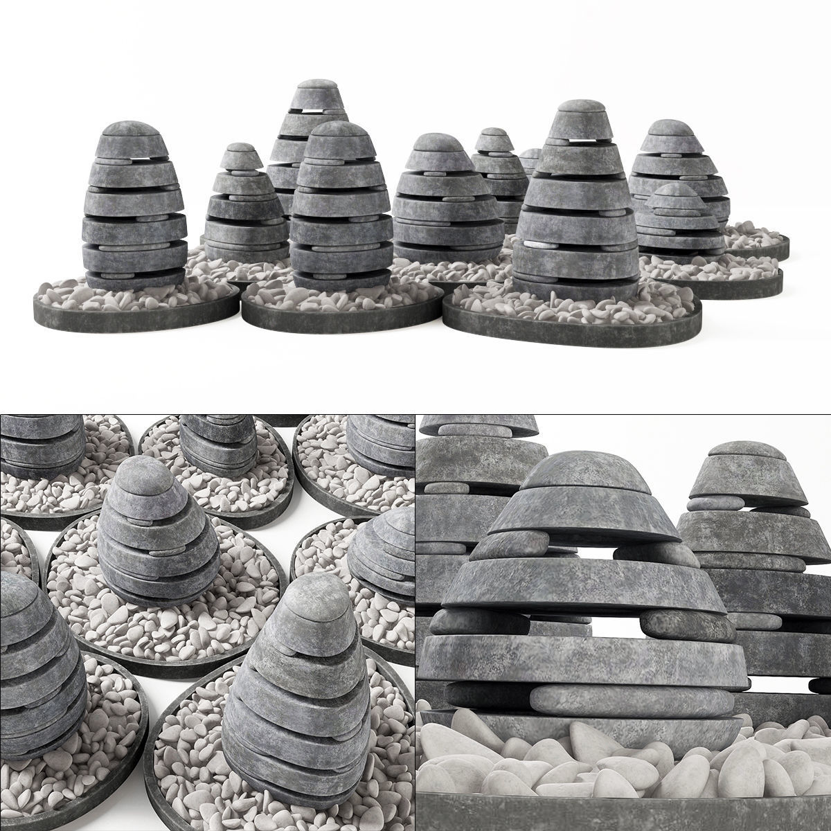 Lawn street stone decor  3D model_6