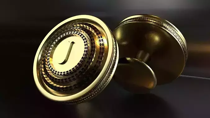 Luxury Cufflink with alphabet J 3D print model