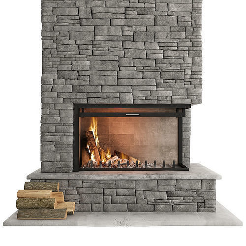  Stone Fireplace 3D model