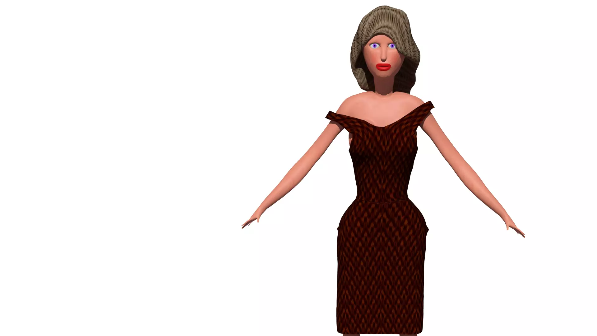 free model of a woman in a dress with textures 3 Free 3D model