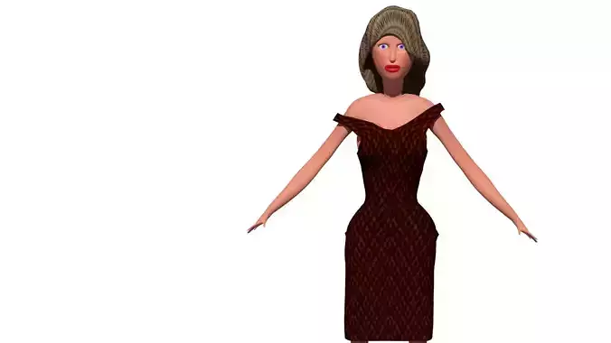 free model of a woman in a dress with textures 3