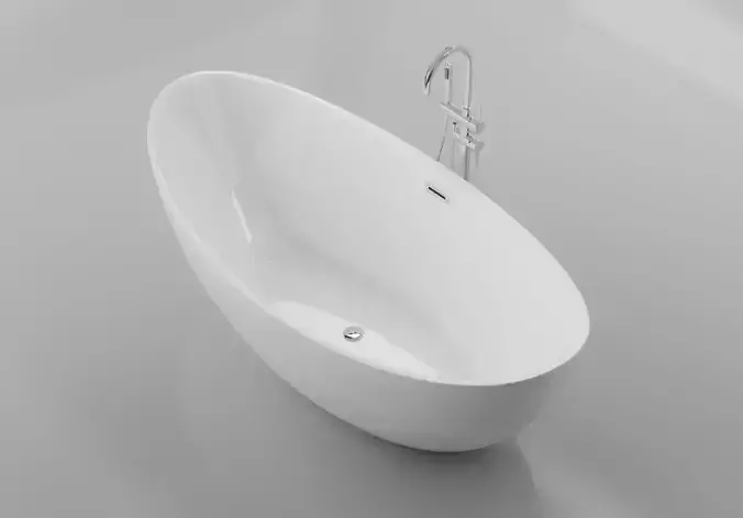 Freestanding Elegant Bathtub and Mixer