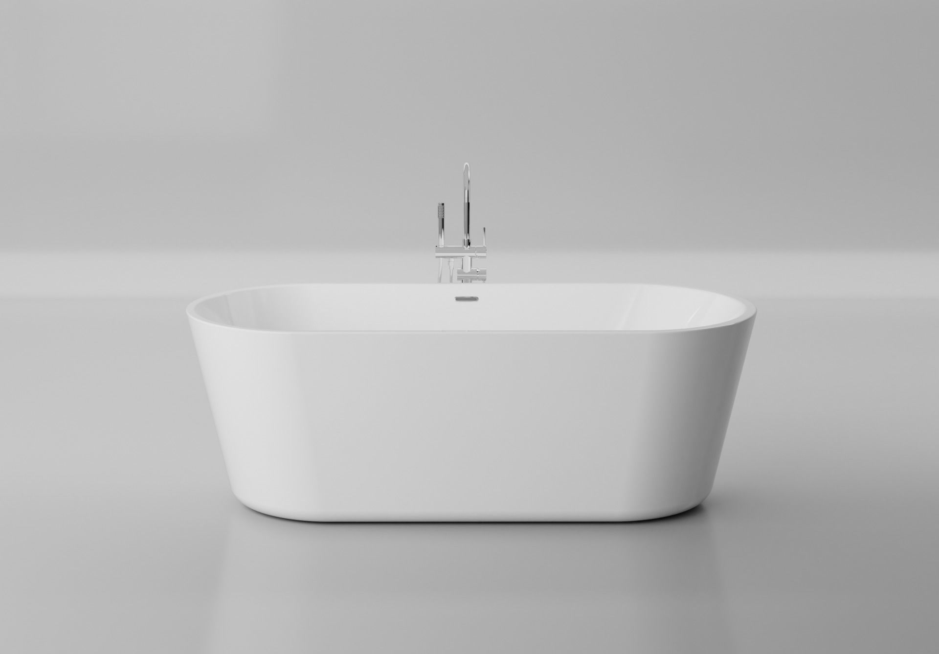 Oval freestanding Acrylic Bathtub and Mixer 3D model_1