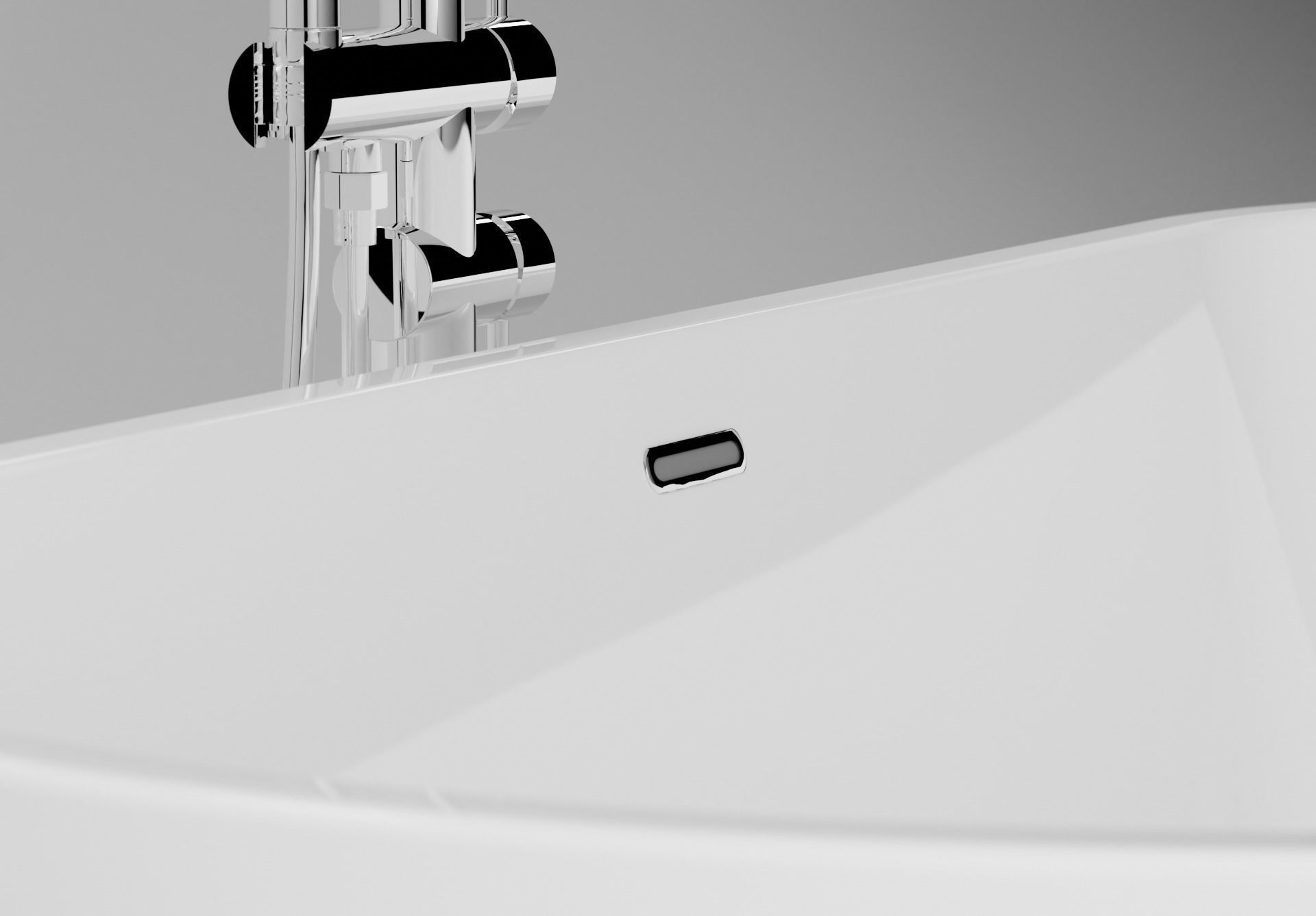 Oval freestanding Acrylic Bathtub and Mixer 3D model_2