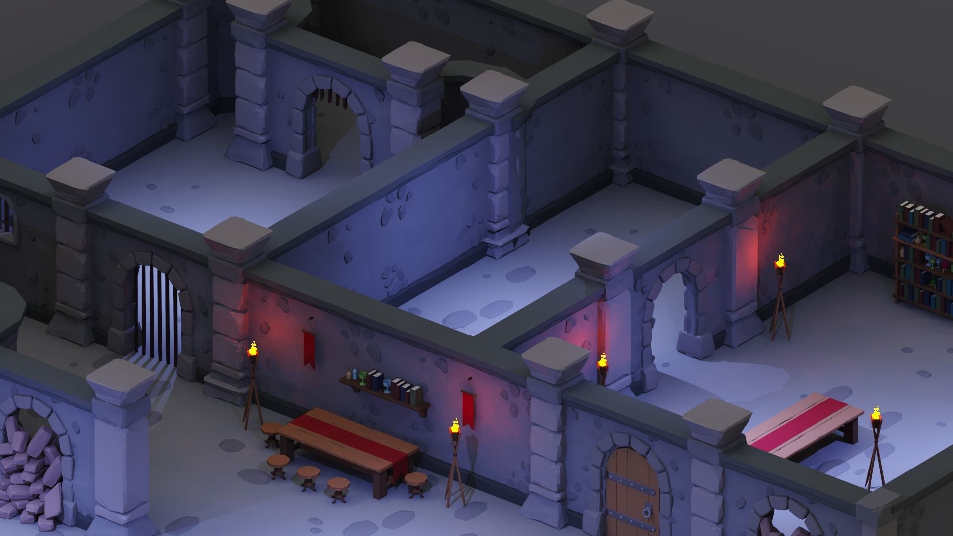 Dungeon Pack - 52 Assets Low-poly 3D model_3
