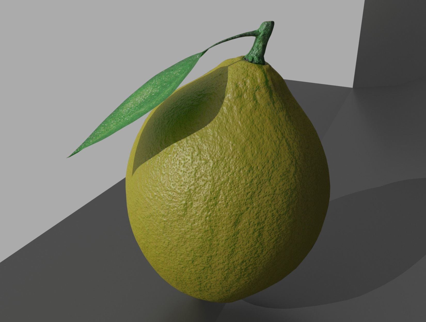 LEMON with leaf 3D model_6