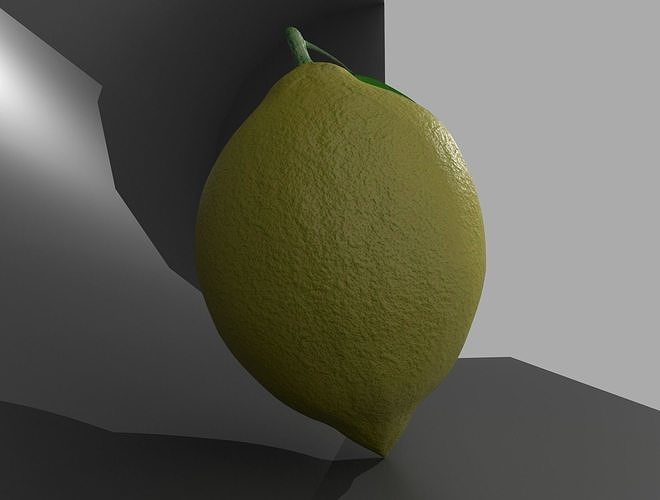 LEMON with leaf 3D model 5