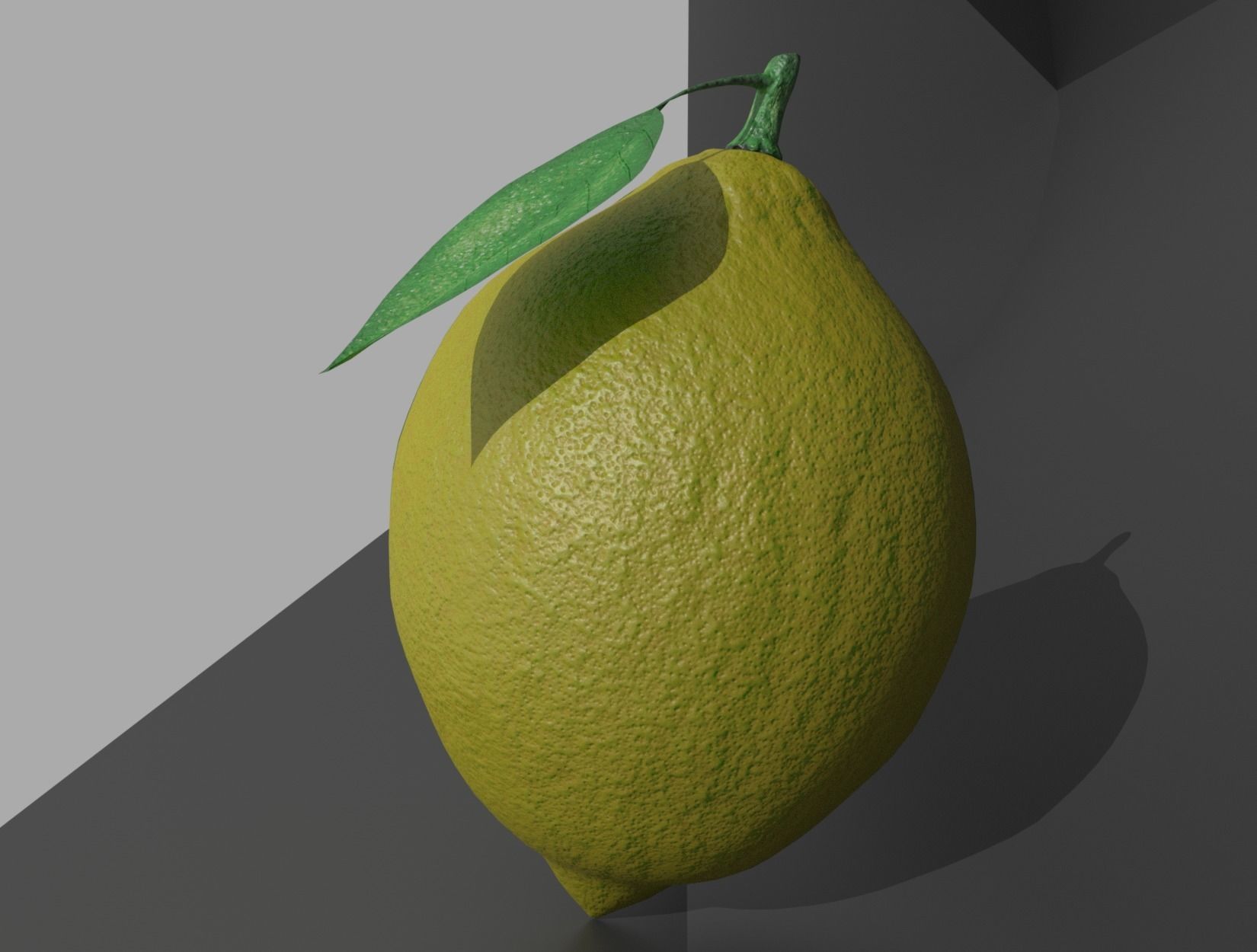 LEMON with leaf 3D model_7