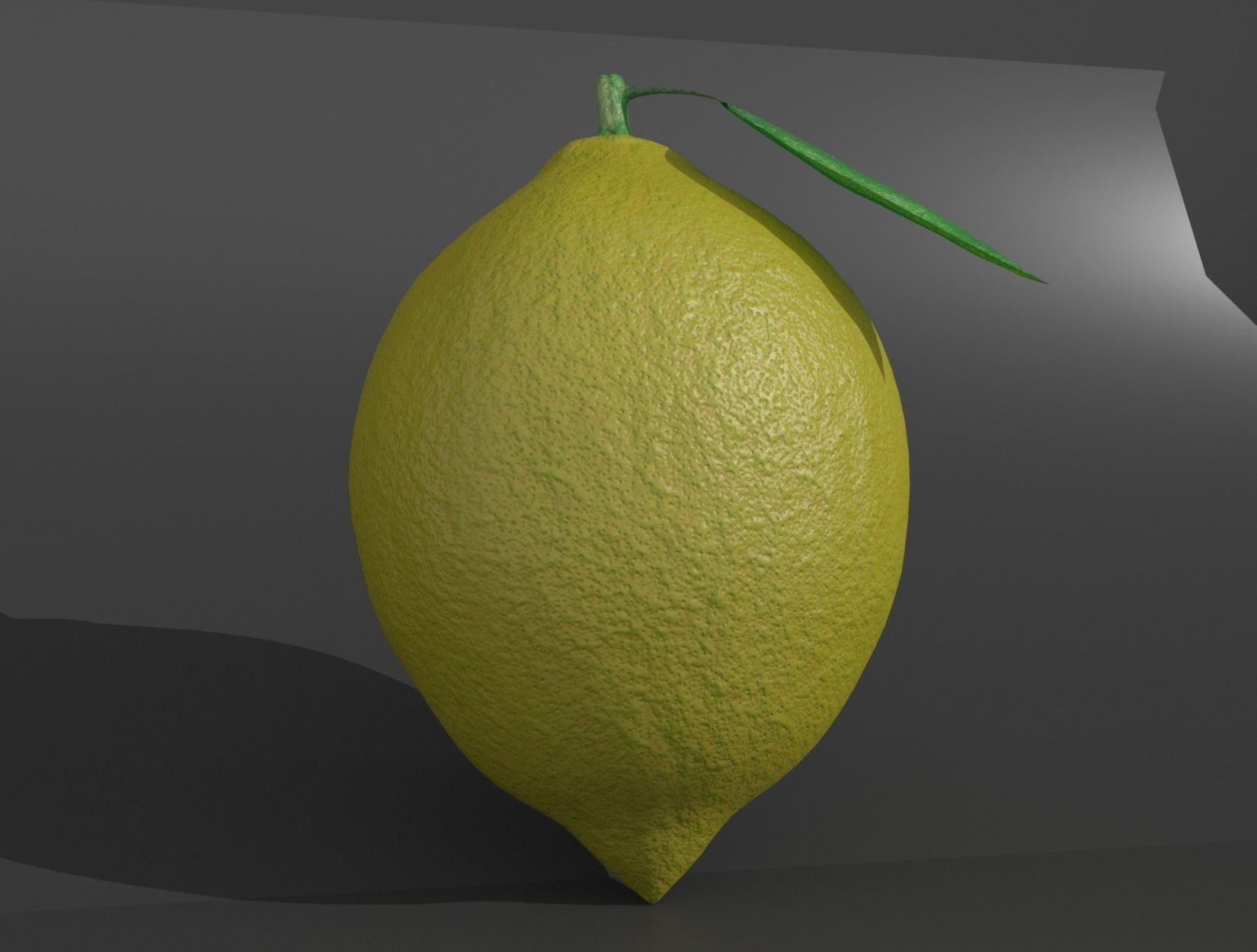 LEMON with leaf 3D model_2