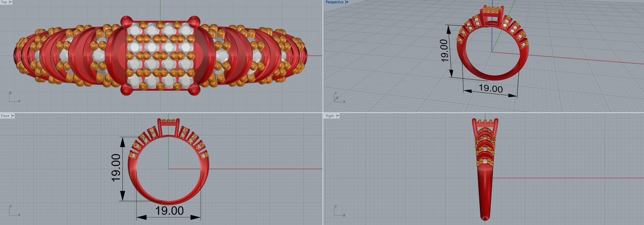 RING 7 gold with stones 3D print model_1