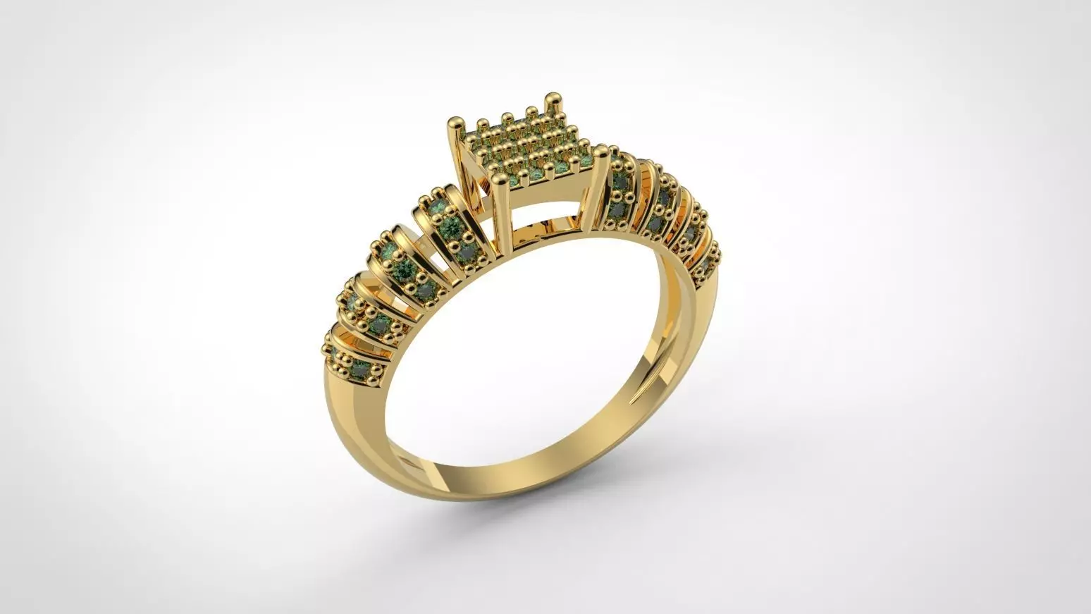 RING 7 gold with stones 3D print model_0