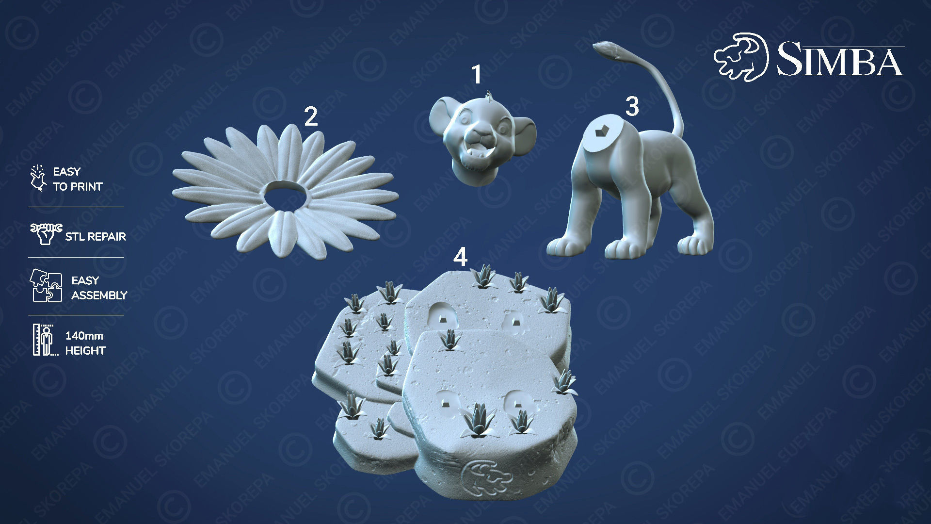 Simba lion king figurine 3D print model_1