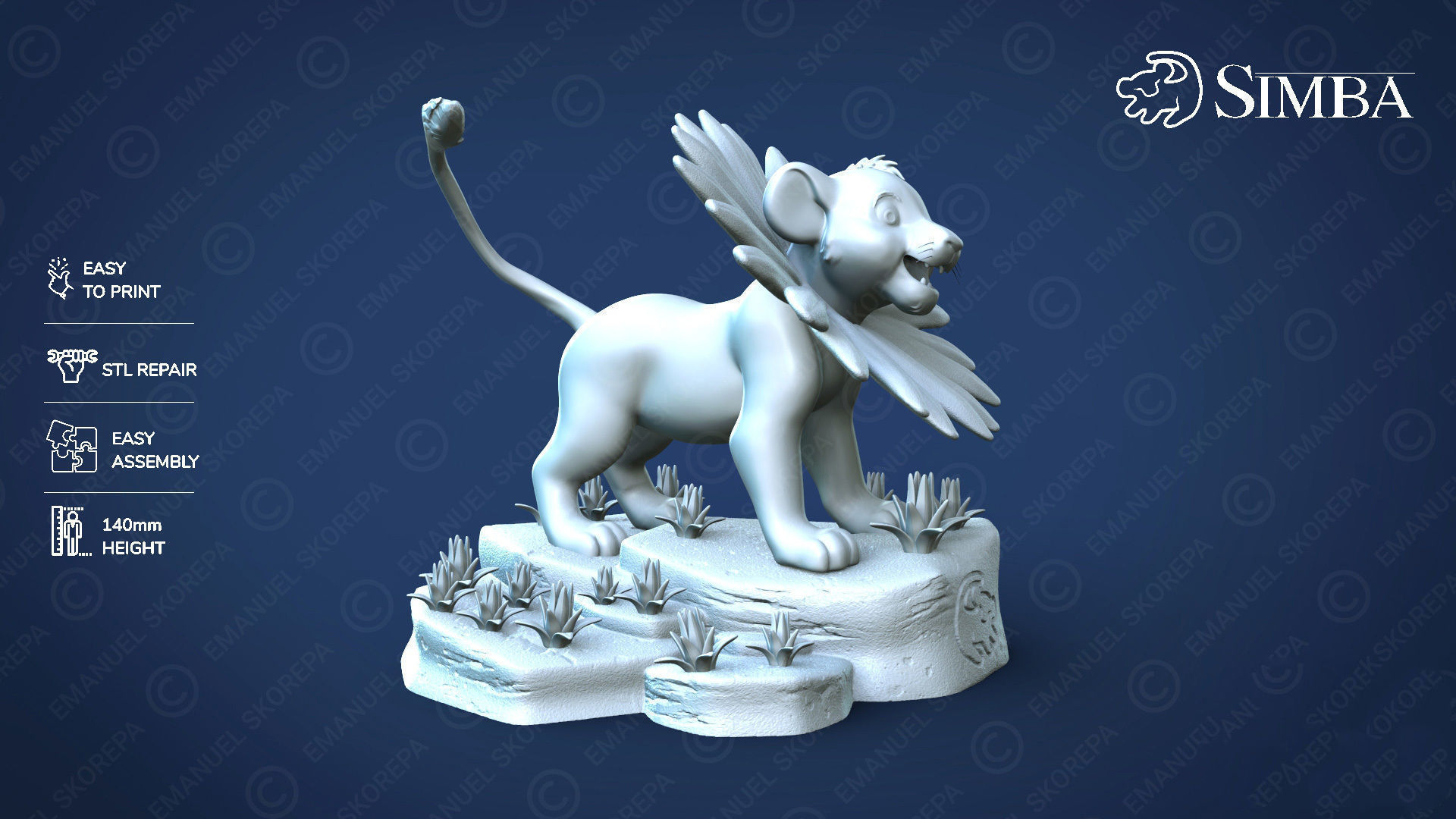Simba lion king figurine 3D print model_5