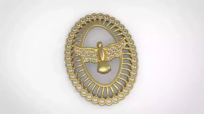 PENDANT gold dove brooch with diamonds