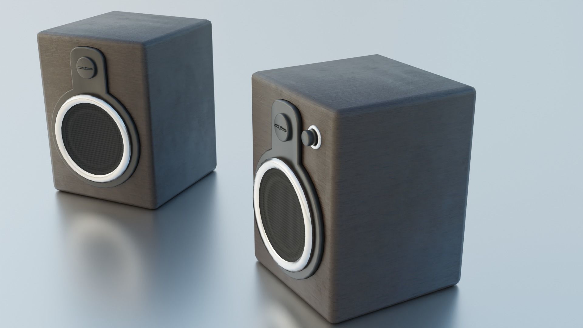 Modern Wooden Speakers Low-poly 3D model_4