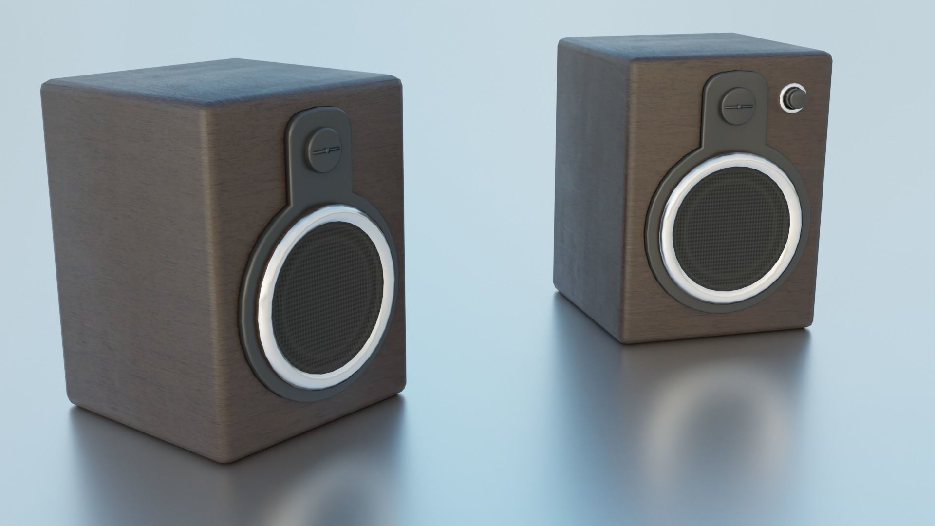 Modern Wooden Speakers Low-poly 3D model_2