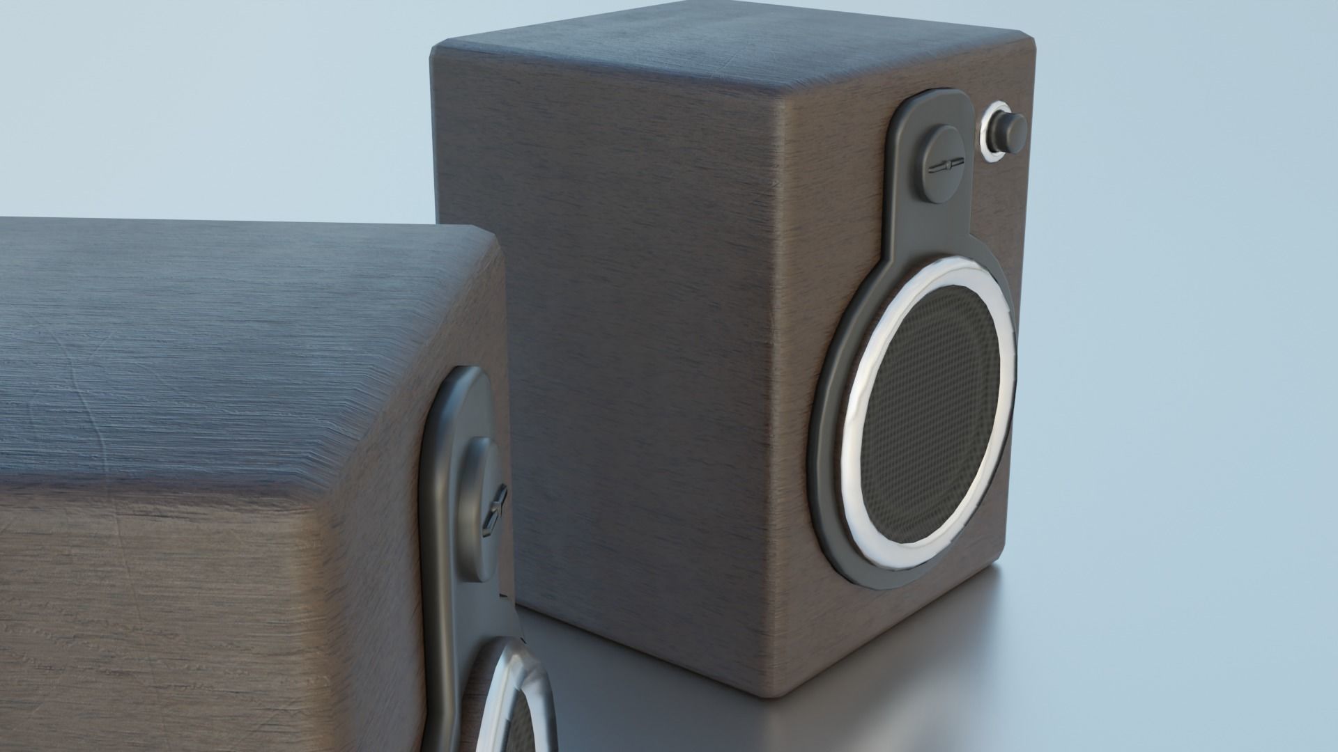 Modern Wooden Speakers Low-poly 3D model_3