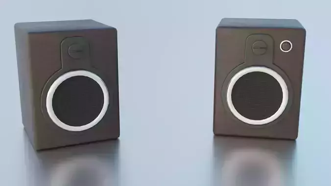 Modern Wooden Speakers Low-poly 3D model