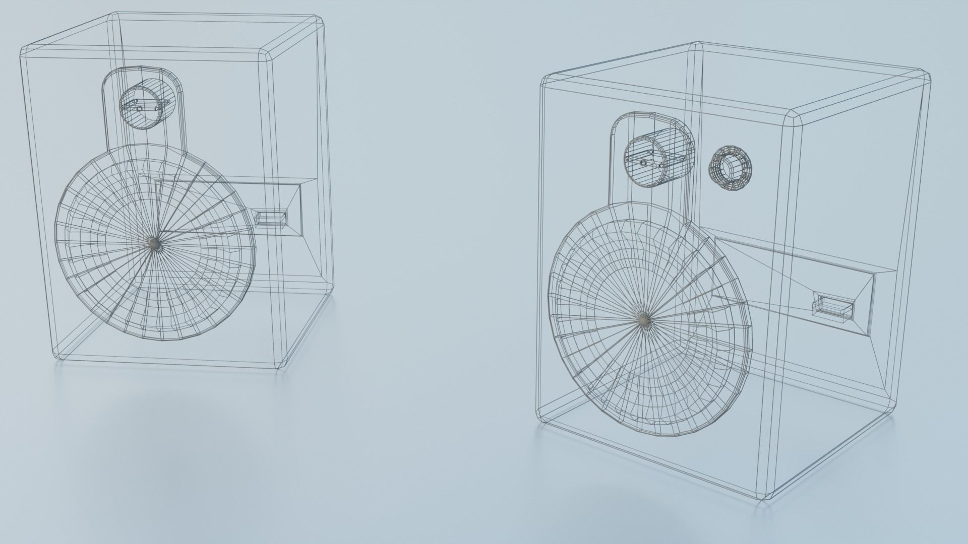 Modern Wooden Speakers Low-poly 3D model_7