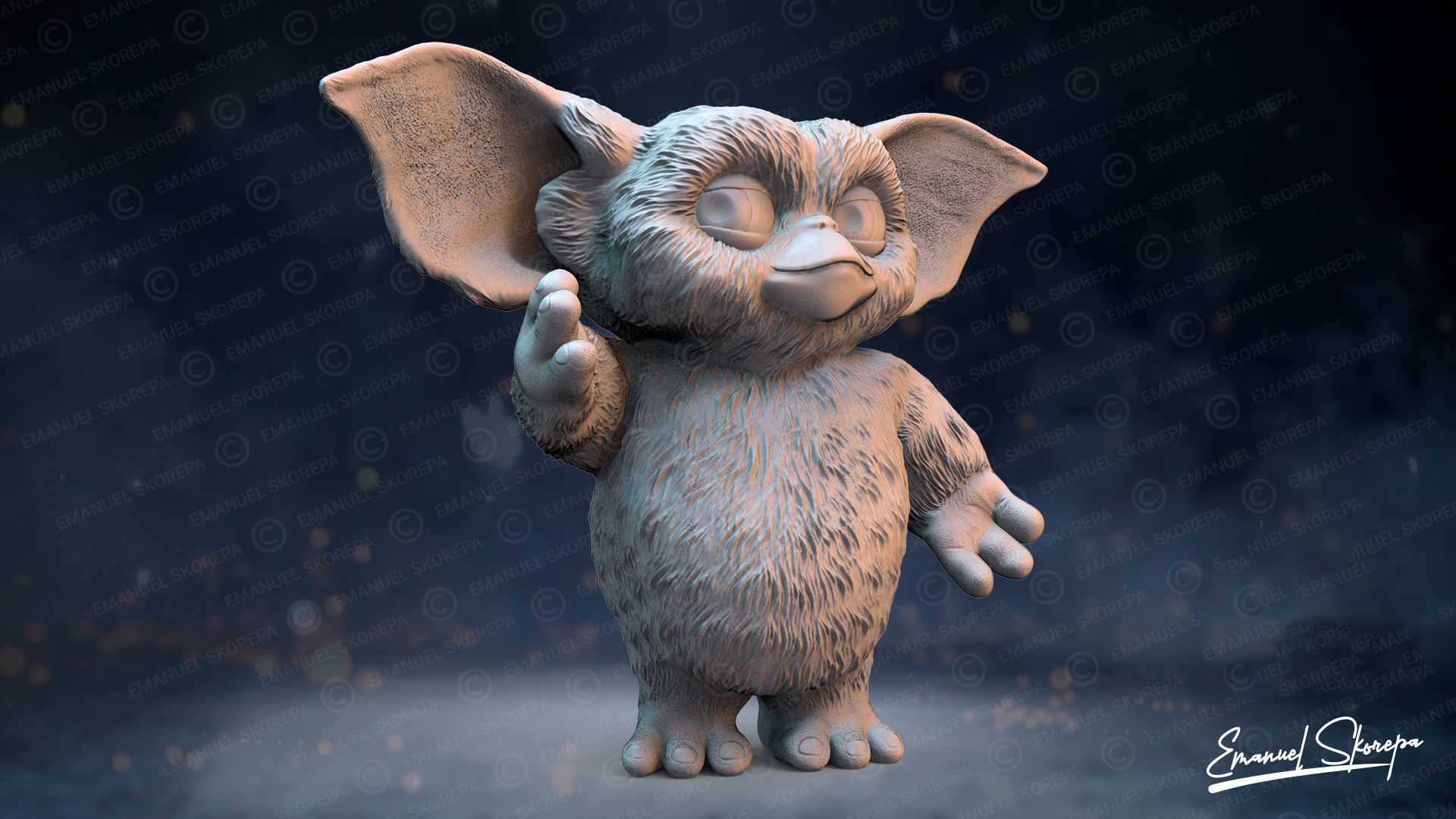 Gizmo gremlin with big ears 3D print model_1
