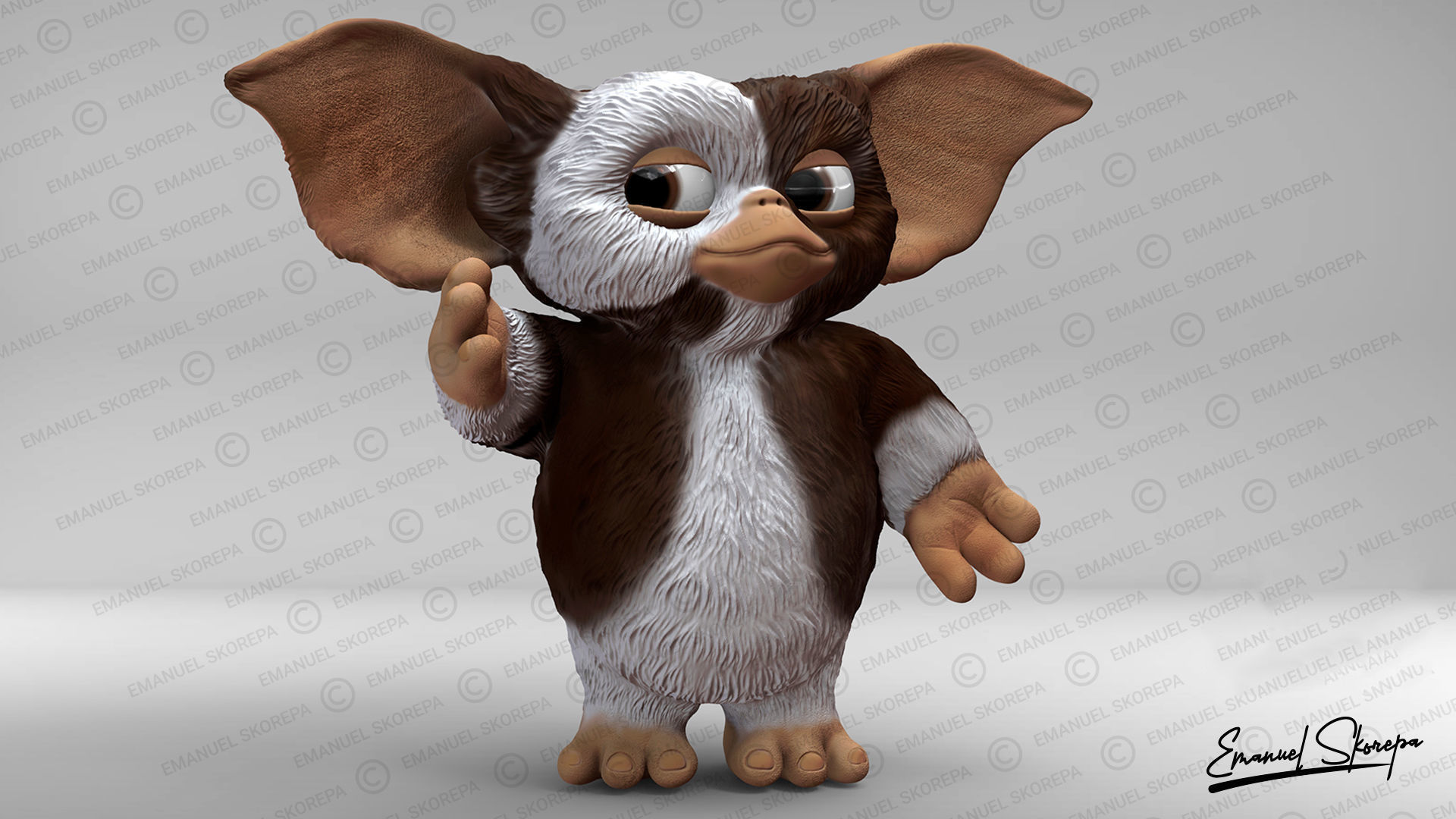 Gizmo gremlin with big ears 3D print model_4
