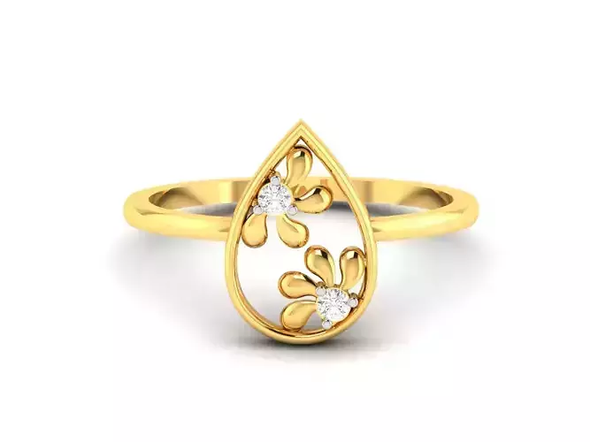 Women Flower Band Ring 3dm render detail 3D print model
