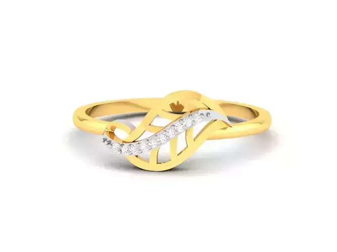 Women Leaf Band Ring 3dm render detail