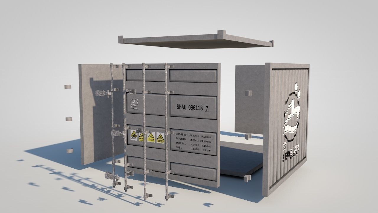 Shipping Containers Low-poly 3D model_14