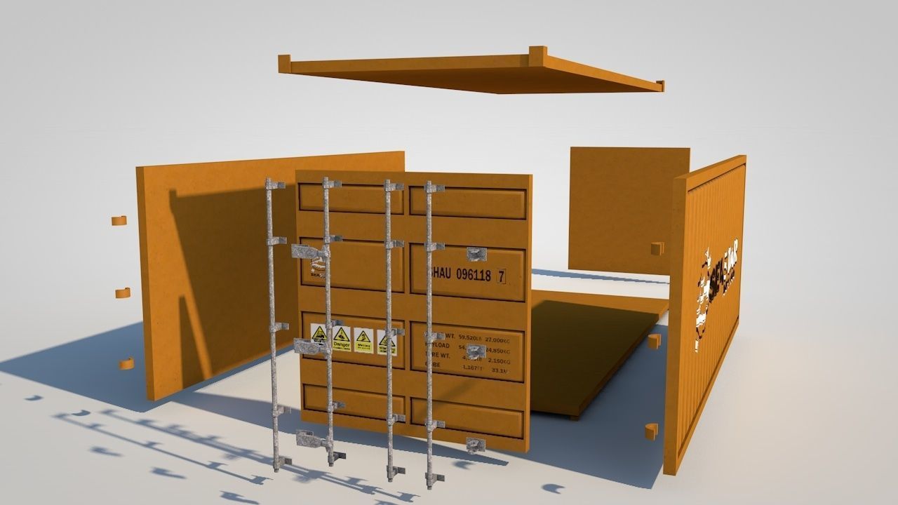 Shipping Containers Low-poly 3D model_16