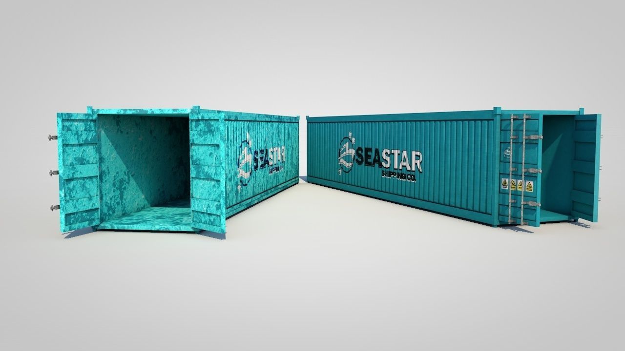 Shipping Containers Low-poly 3D model_7