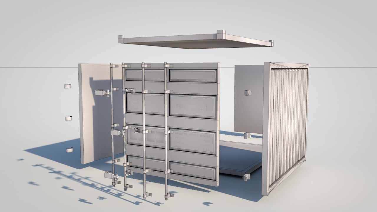 Shipping Containers Low-poly 3D model_15