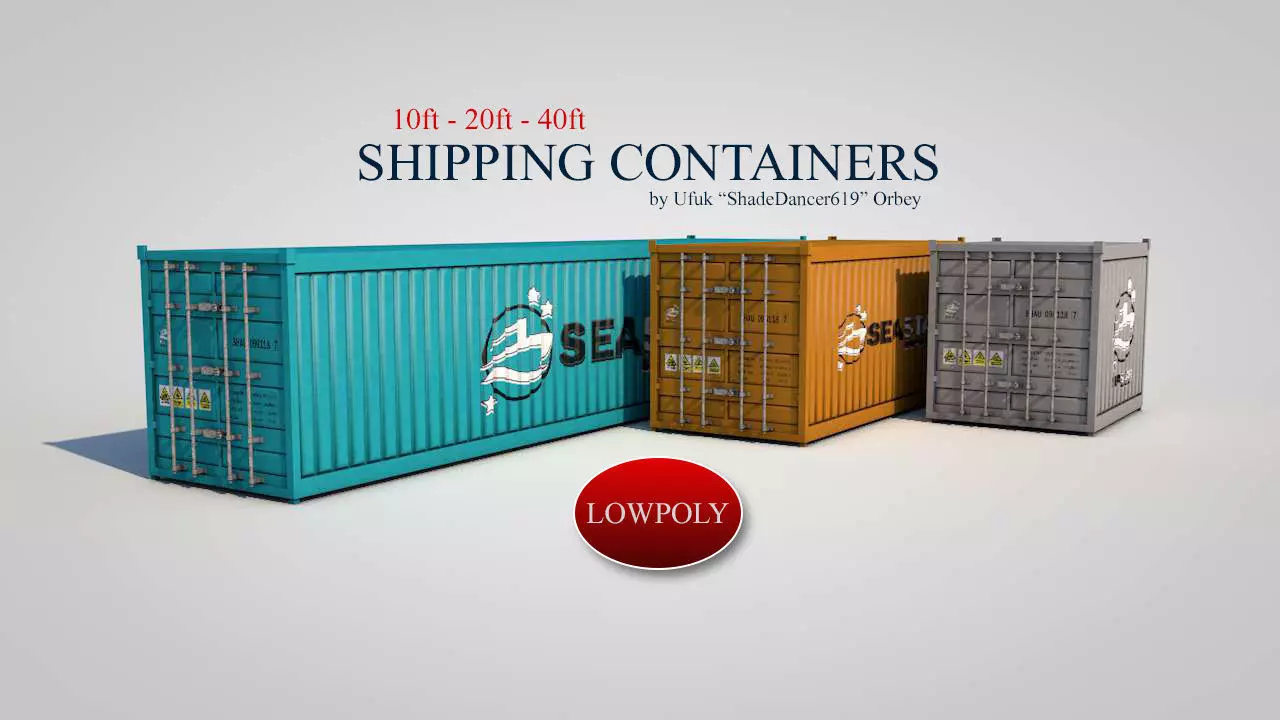 Shipping Containers Low-poly 3D model_0
