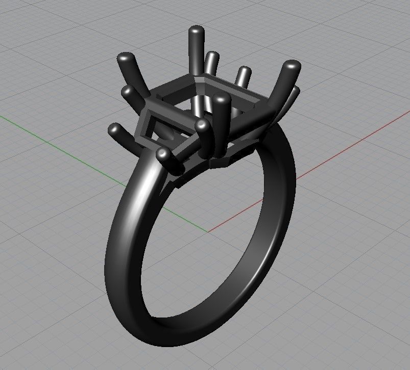 Engagement ring 3D print model_9