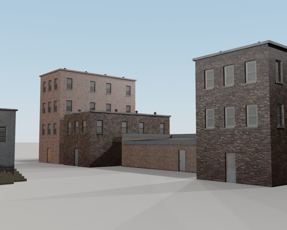 Old Buildings Low-poly 3D model_4