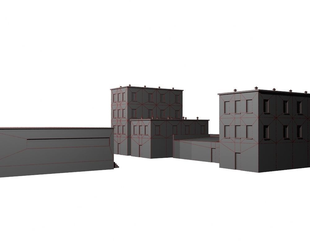 Old Buildings Low-poly 3D model_8