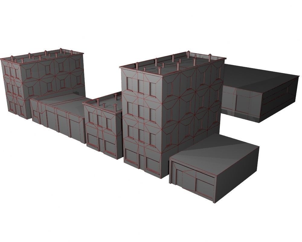 Old Buildings Low-poly 3D model_6