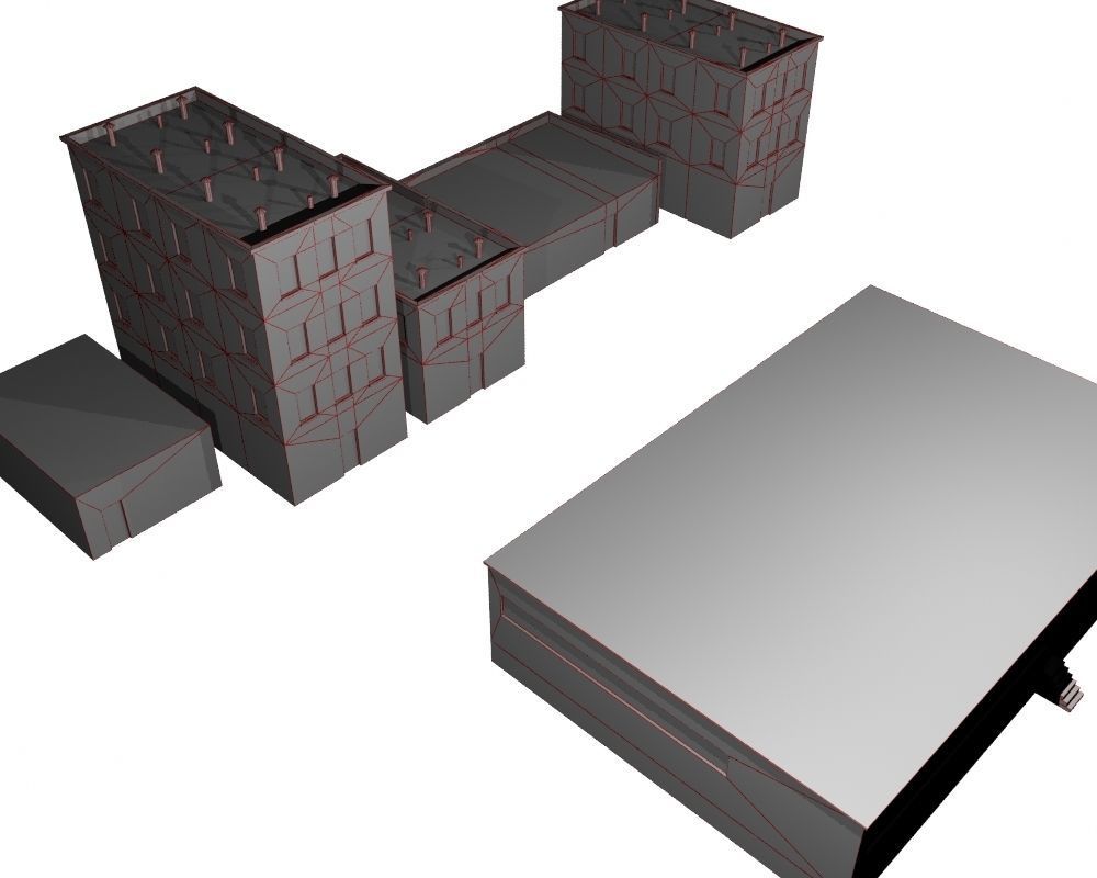 Old Buildings Low-poly 3D model_7