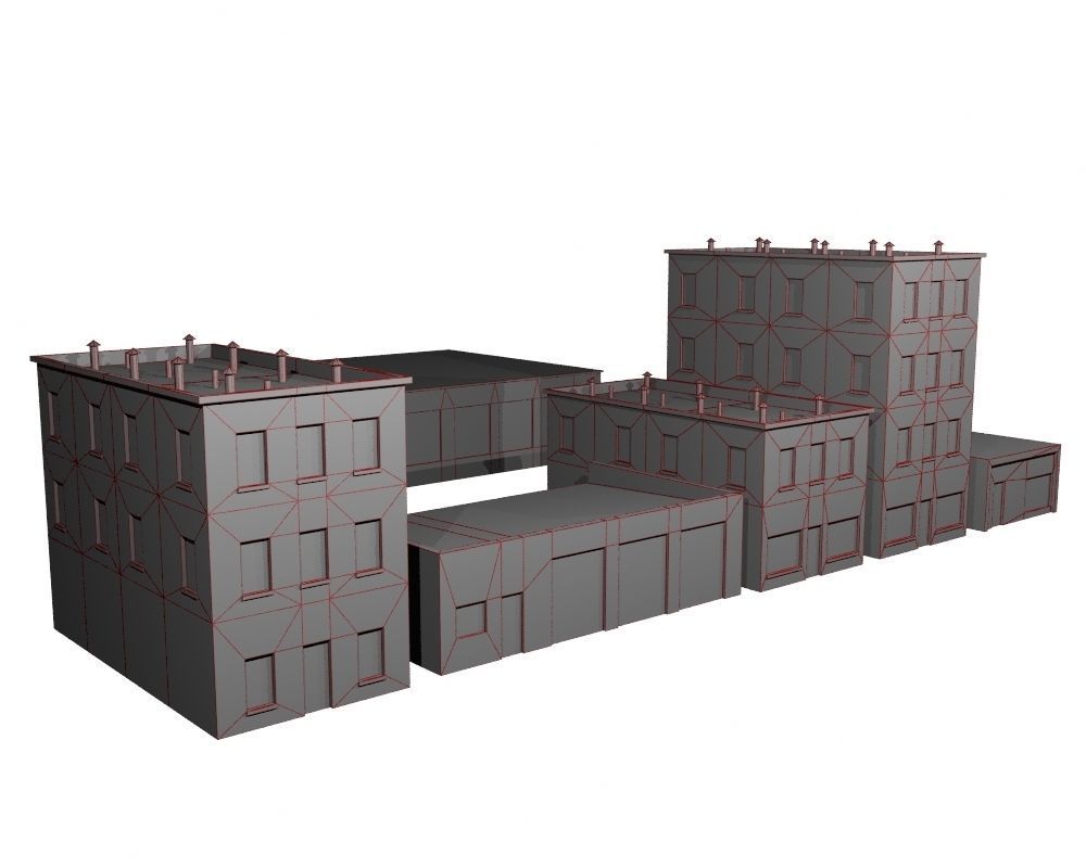 Old Buildings Low-poly 3D model_5