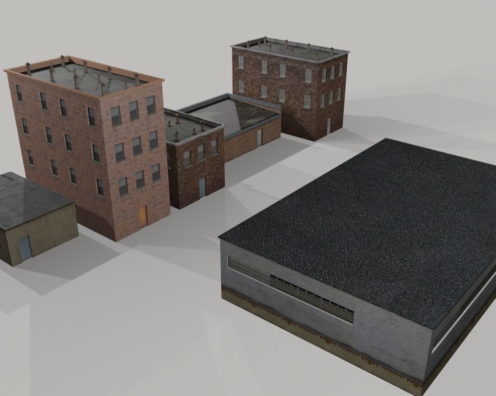 Old Buildings Low-poly 3D model_2