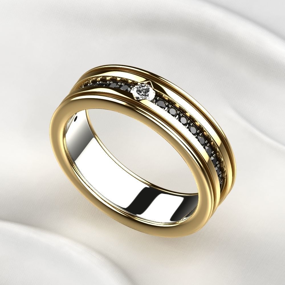 Mixed Gold Fashion Ring 3D print model_2