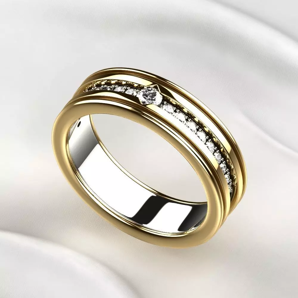 Mixed Gold Fashion Ring 3D print model_0