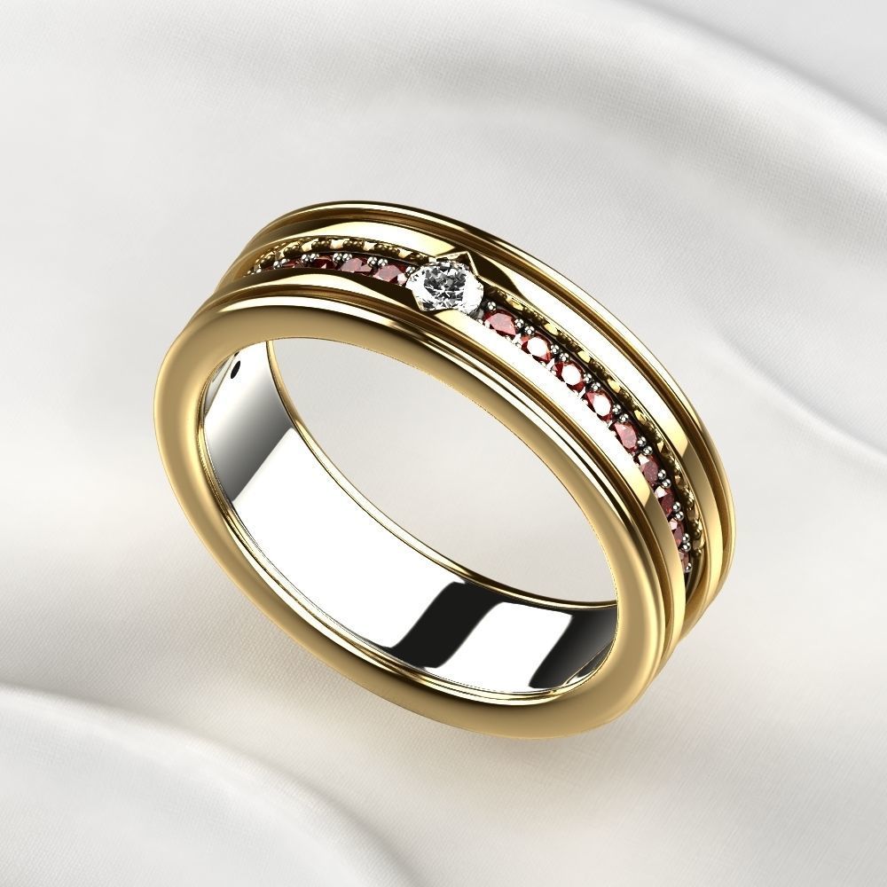 Mixed Gold Fashion Ring 3D print model_3