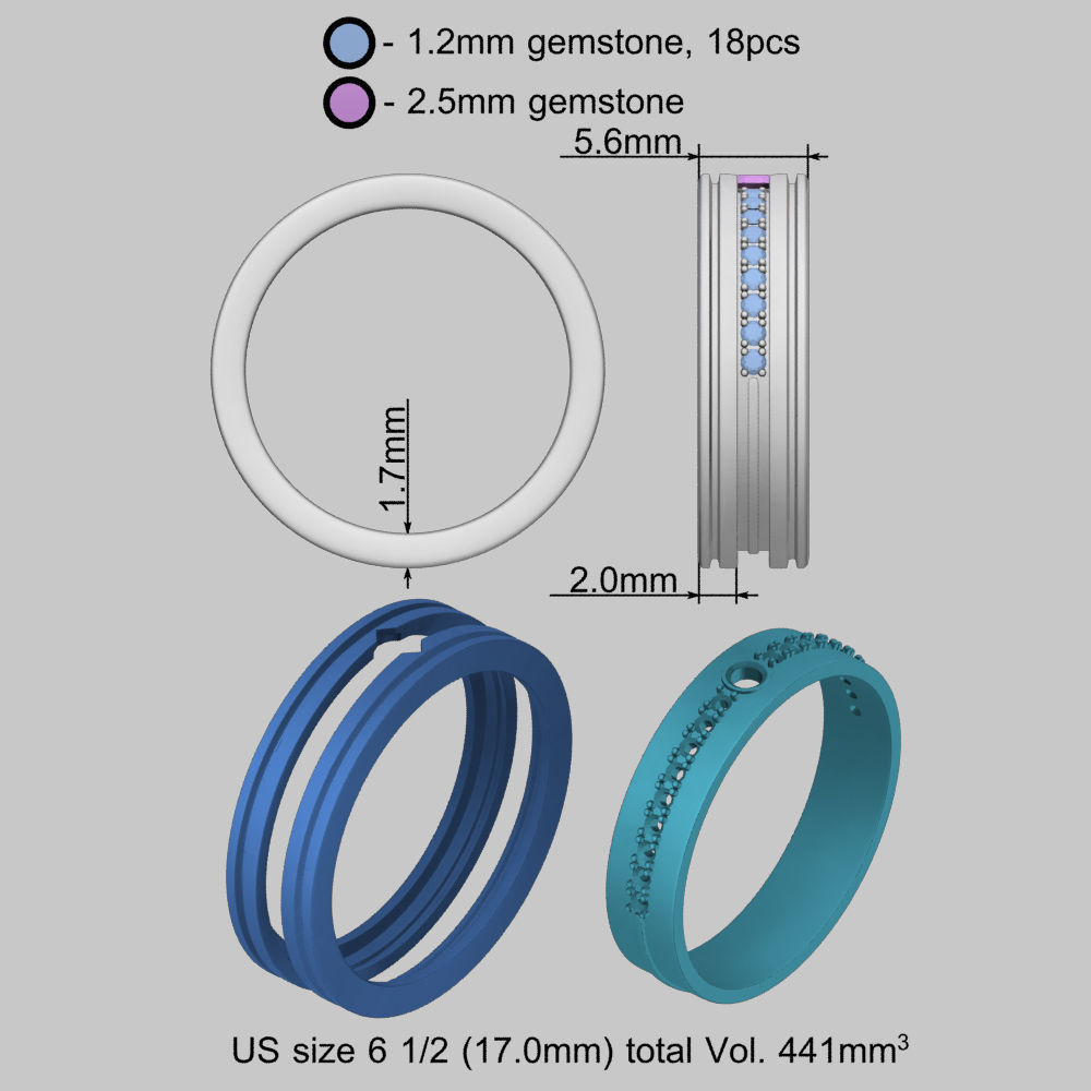 Mixed Gold Fashion Ring 3D print model_20