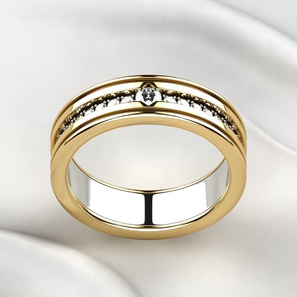 Mixed Gold Fashion Ring 3D print model_15