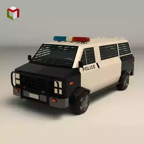 Low Poly Police Van 04