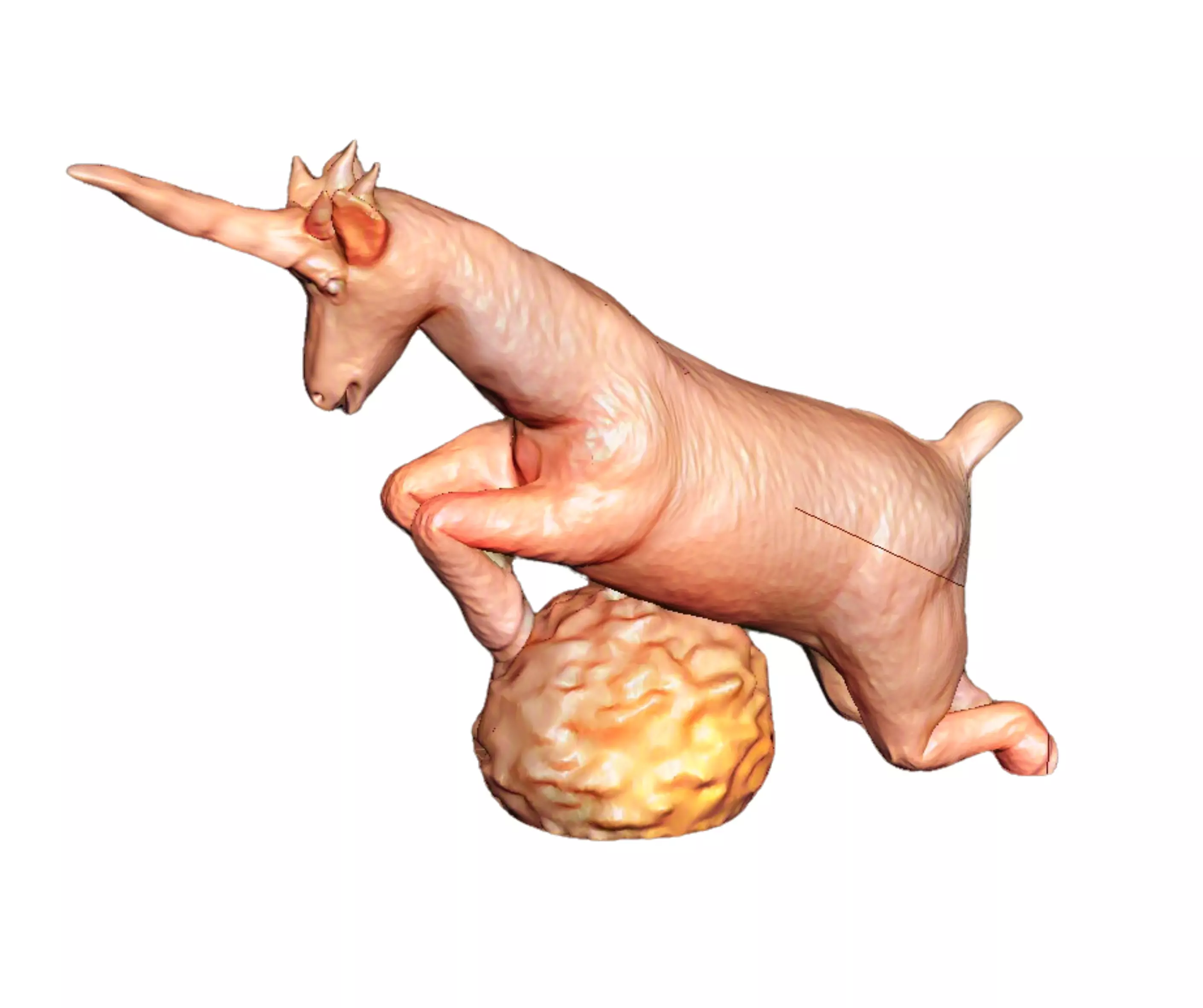 Goat with One Horn 3D print model_0