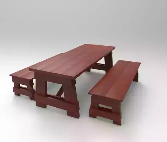 Picnic Table Low-poly 3D model