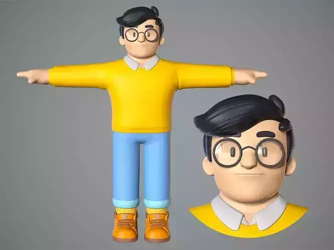 Male cartoon character Bob 3D model